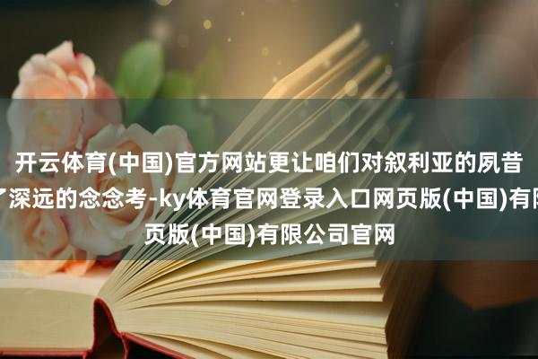 开云体育(中国)官方网站更让咱们对叙利亚的夙昔走向产生了深远的念念考-ky体育官网登录入口网页版(中国)有限公司官网