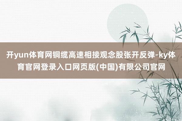 开yun体育网铜缆高速相接观念股张开反弹-ky体育官网登录入口网页版(中国)有限公司官网